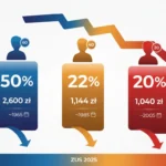 ** Porównanie stopy zastąpienia emerytur ZUS dla trzech pokoleń: 60-latków (50%), 40-latków (22%) i 20-latków (20%) **